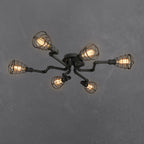 Industrial Vintage Water Pipe Round Iron 4/6/8 Light Flush Mount Ceiling Light BulbSquare