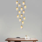 Contemporary Scandinavian Aluminum Crystal Round LED Chandelier for Living Room BulbSquare