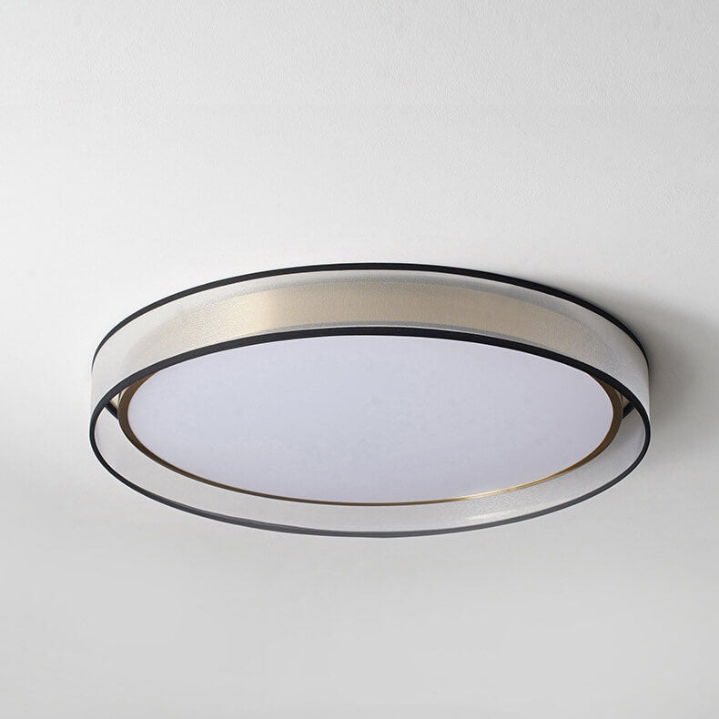 Nordic Luxury Round Fabric Brass Acrylic LED Flush Mount Ceiling Light BulbSquare