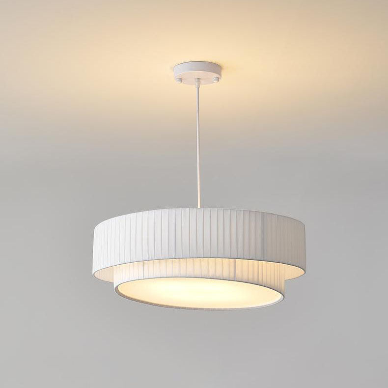 Contemporary Scandinavian Round Iron Acrylic Fabric 4/5 Light Pendant Light for Living Room BulbSquare