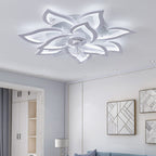 Scandinavian Modern Luxury Flower Iron Acrylic Plastic LED Flush Mount Ceiling Fan Light Lumendat