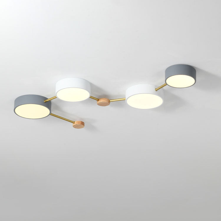 Scandinavian Minimalist Solid Wood Iron LED Flush Mount Lighting BulbSquare