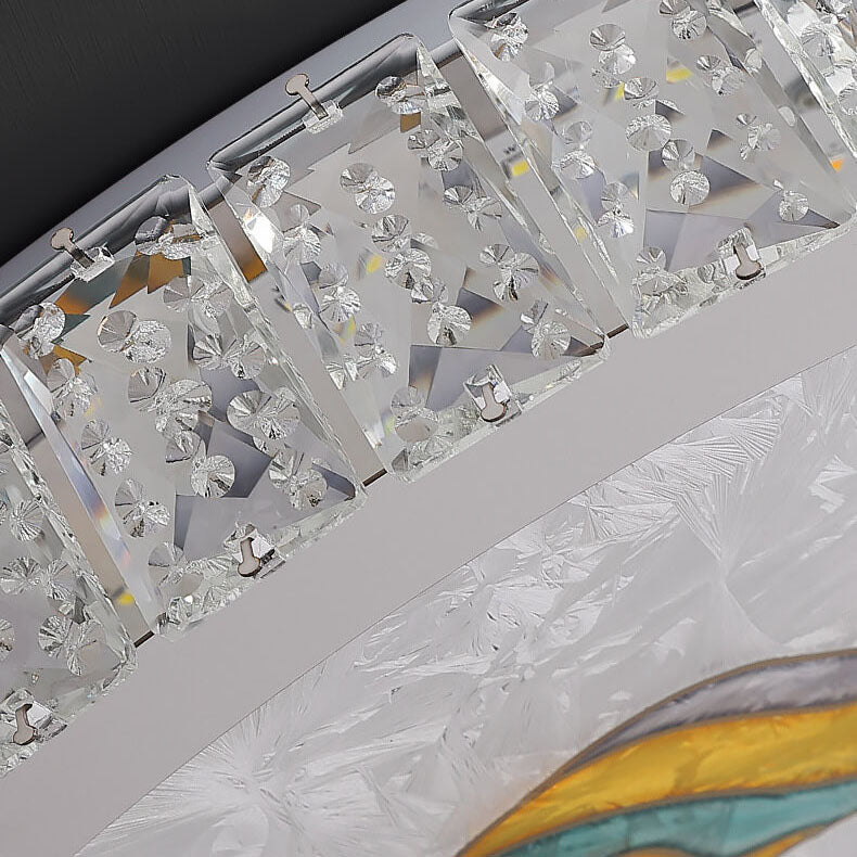 Modern Luxury Enamel Crystal Round LED Flush Mount Ceiling Light Lumendat