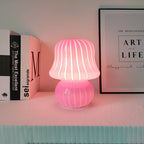French Cream Handmade Glass Mushroom 1-Light Table Lamp Lumendat