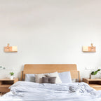 Japanese Minimalist Wood Square Glass 1-Light Wall Sconce Lamp