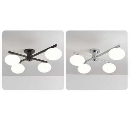 Nordic Light Luxury Glass Ball Iron Bracket 3/4/5 Light Semi- Flush Mount Ceiling Light