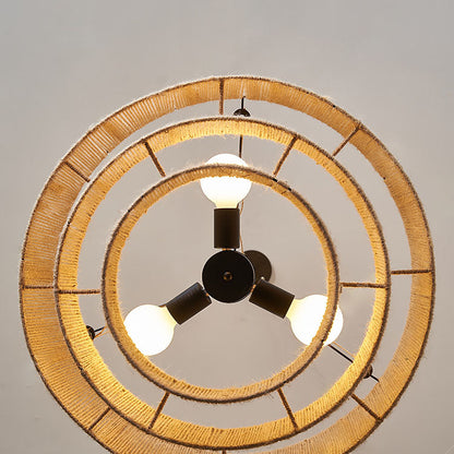 Contemporary Boho Iron Twine Round 3-light Pendant Light for Dining Room