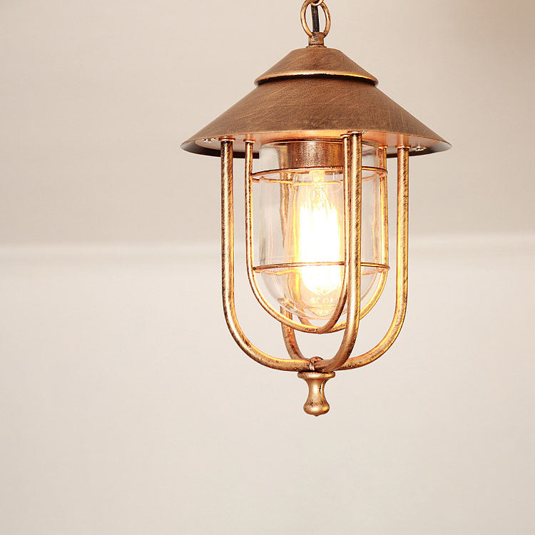 Industrial Vintage Aluminum Cage Glass 1-light Outdoor Waterproof Pendant Light BulbSquare