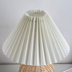 Contemporary Nordic Rattan Fabric Pleated Conic Ball LED Table Lamp For Bedroom Lumendat
