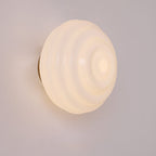 Nordic Cream Wave Round Glass Lampshade 1-Light Wall Sconce Lamp
