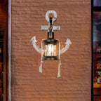 Industrial Vintage Boat Anchor Solid Wooden 1-Light Wall Sconce Lamp