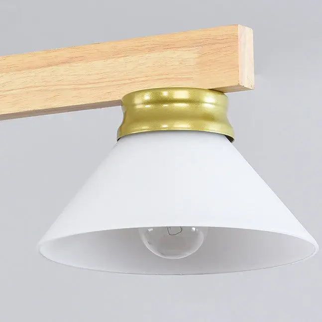 Nordic Solid Wood Cone Glass Shade 3/4 Light Island Light Chandelier BulbSquare