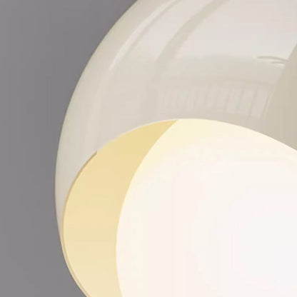 Contemporary French Cream Iron Glass Spherical Ball 1-light Semi-flush Mount Ceiling Light for Hallway