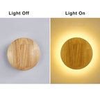Wooden 1-Light Circle LED Wall Sconce Lamp