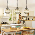 Vintage Wrought Iron Geometry Birdcage 1-light Pendant Light BulbSquare