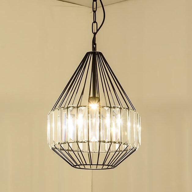 Vintage Wrought Iron Geometry Birdcage 1-light Pendant Light BulbSquare