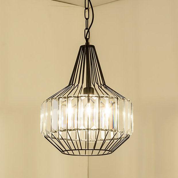 Vintage Wrought Iron Geometry Birdcage 1-light Pendant Light BulbSquare