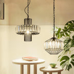 Vintage Wrought Iron Geometry Birdcage 1-light Pendant Light BulbSquare