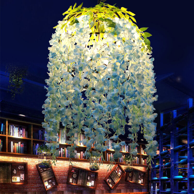 Industrial Colorful Flower Globe Chandelier – 1/3/5-light, Pink Blue Purple