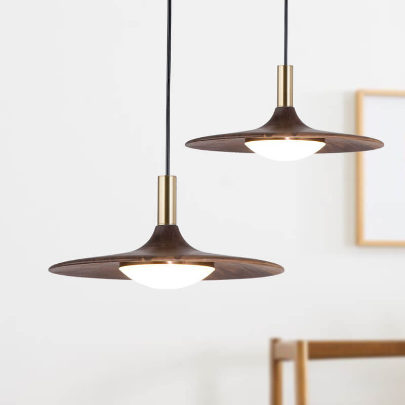Modern Black Walnut LED Pendant Light BulbSquare