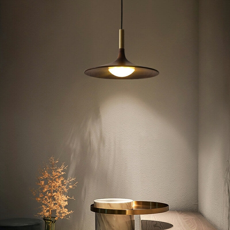 Modern Black Walnut LED Pendant Light BulbSquare