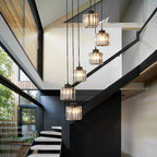 Modern Prismatic Crystal Cylinder Stairway Chandelier – 6 or 9 Lights Lumendat