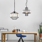 Vintage Wrought Iron Geometry Birdcage 1-light Pendant Light BulbSquare