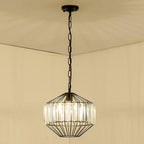 Vintage Wrought Iron Geometry Birdcage 1-light Pendant Light BulbSquare