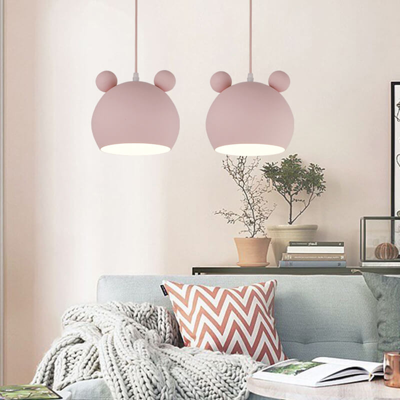 Lumendat Cartoon Bear Head 1-Light Dome Pendant Light Lumendat