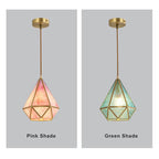 Modern Colorful Water-grain Glass 1-light Diamond Shaped Pendant Light BulbSquare