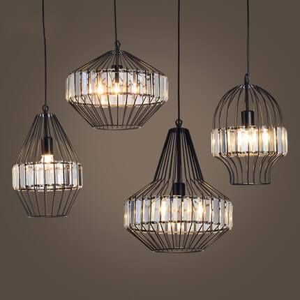 Vintage Wrought Iron Geometry Birdcage 1-light Pendant Light BulbSquare