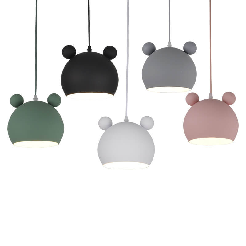 Lumendat Cartoon Bear Head 1-Light Dome Pendant Light Lumendat