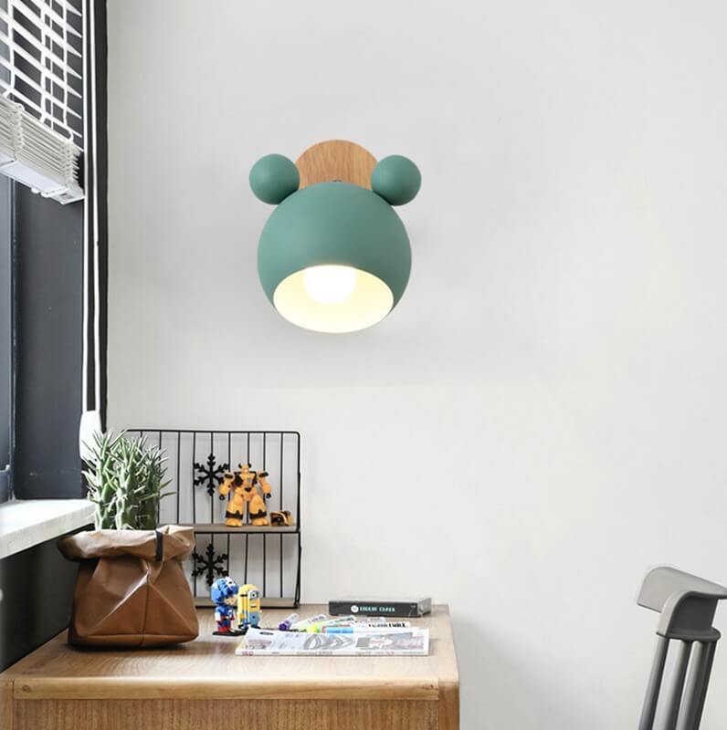 Lumendat Nordic Macaron Cartoon Bear Shape 1-Light Wall Sconce Lamps Lumendat