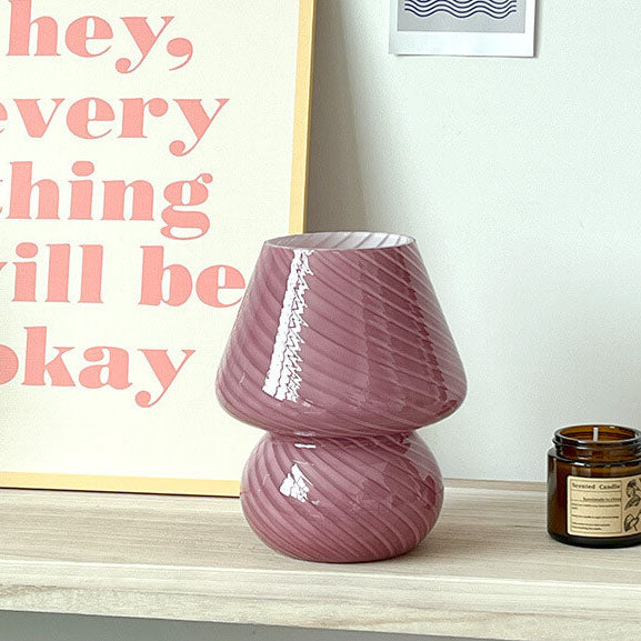 Modern Minimalist Striped Mushroom Glass 1-Light Table Lamp Lumendat
