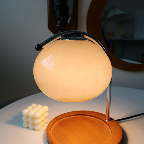 Vintage Glass Dome Solid Wood Base 1-Light Melting Wax Table Lamp Lumendat