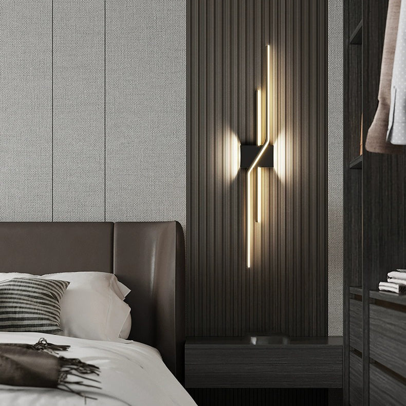 Modern Minimalist Aluminum Geometric Long Straight Line LED Wall Sconce Lamp For Living Room Lumendat