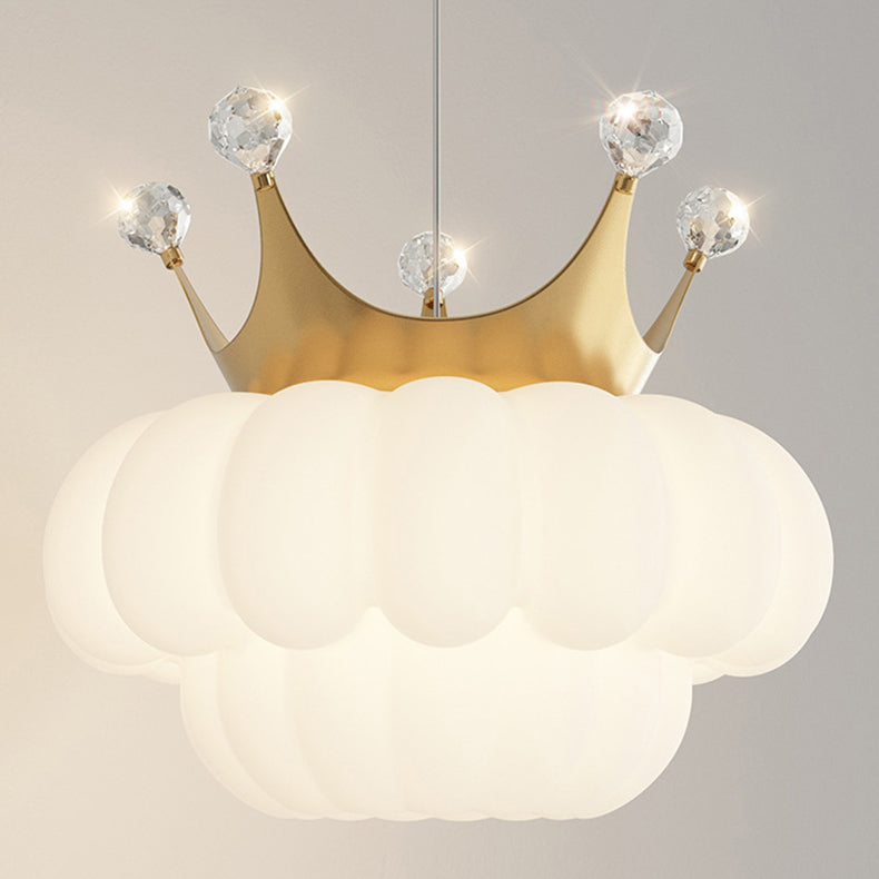 Lumendat Contemporary Creative Kids Cloud Crown Iron PE Crystal LED Pendant Light For Bedroom Lumendat