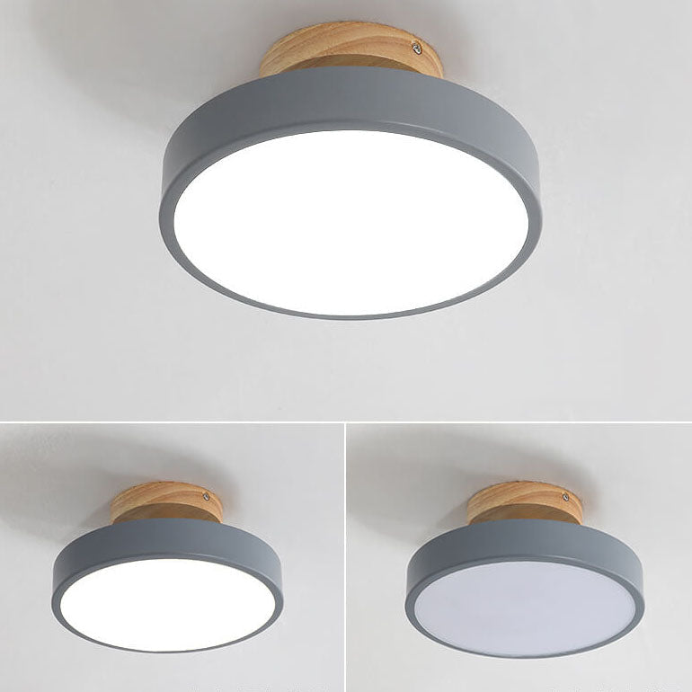 Nordic Wood Round Acrylic LED Semi-Flush Mount Ceiling Light Lumendat