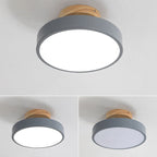 Nordic Wood Round Acrylic LED Semi-Flush Mount Ceiling Light Lumendat