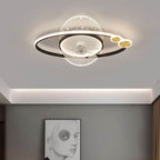 Lumendat Modern Creative Planet Star Effect LED Flush Mount Ceiling Fan Light Lumendat