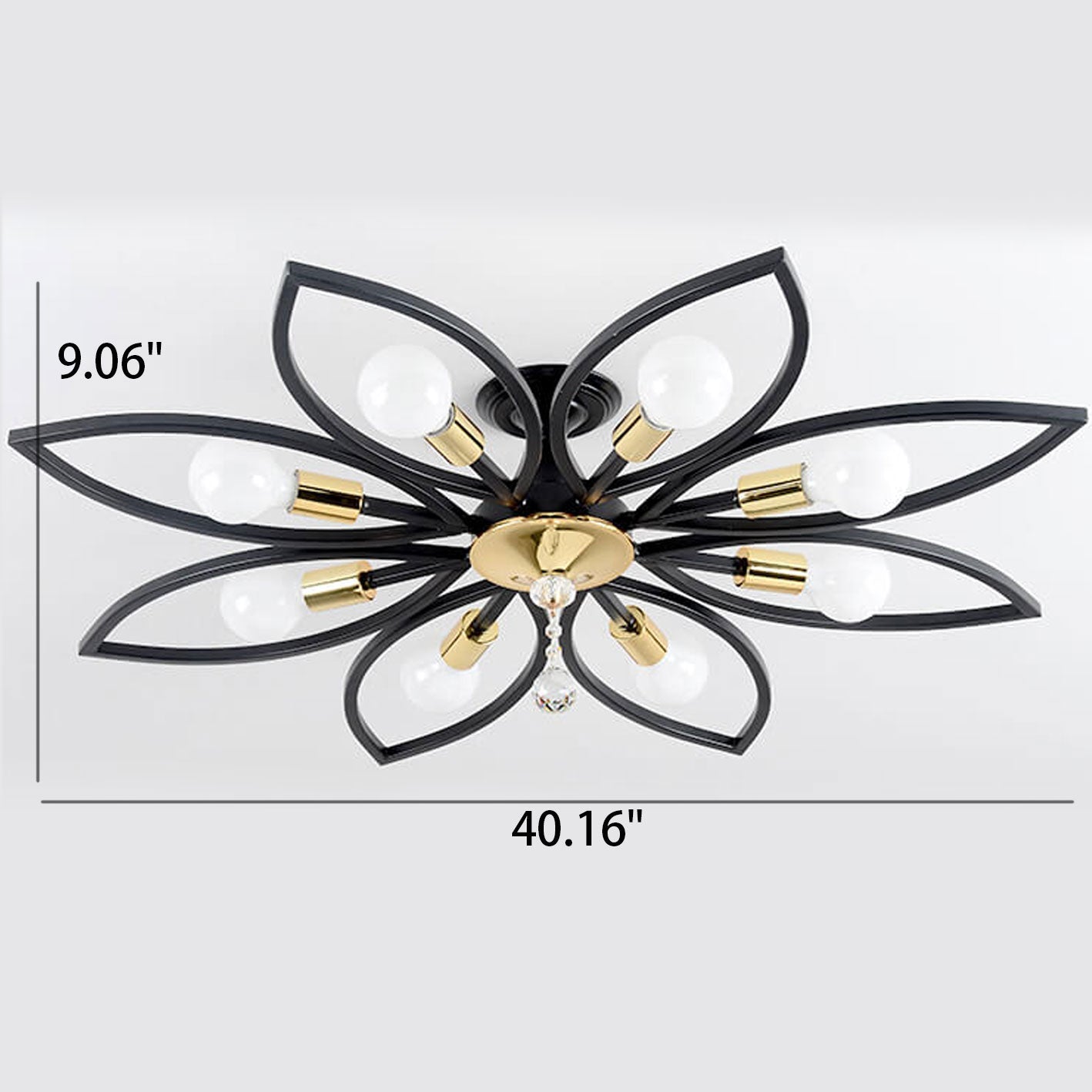 Nordic Light Luxury Wrought Iron Crystal 6/8-light Flush Mount Ceiling Light