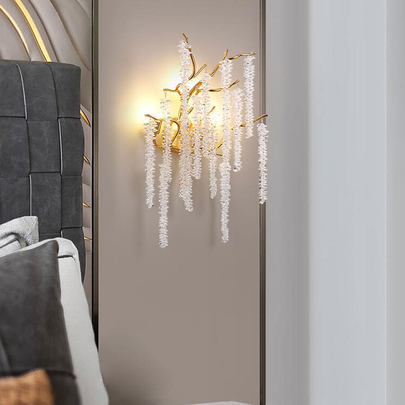 Modern Light Luxury Tree Branch Crystal 3-Light Wall Sconce Lamp Lumendat