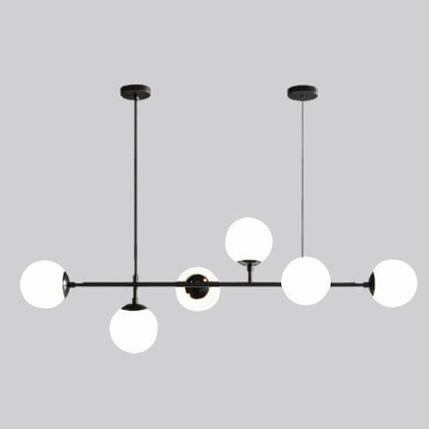 Modern Minimalist Long Glass Round Globe Island Light 6-light Chandelier