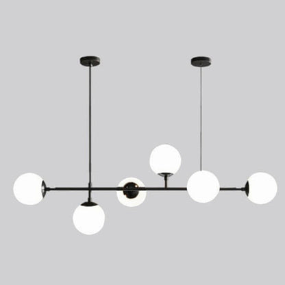Modern Minimalist Long Glass Round Globe Island Light 6-light Chandelier
