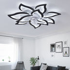 Scandinavian Modern Luxury Flower Iron Acrylic Plastic LED Flush Mount Ceiling Fan Light Lumendat