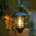 Contemporary Retro Solar Waterproof Aluminum Glass Lantern Cylinder 1-Light Hanging Wall Sconce Lamp For Outdoor Patio Lumendat