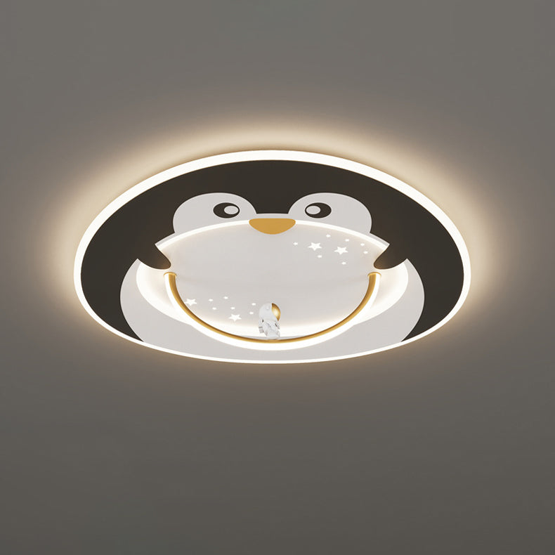 Lumendat Modern Art Deco Kids Aluminum Acrylic Penguin Panda Lion Sheep Round LED Flush Mount Ceiling Light For Bedroom Lumendat