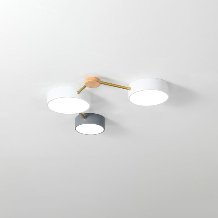 Scandinavian Minimalist Solid Wood Iron LED Flush Mount Lighting BulbSquare