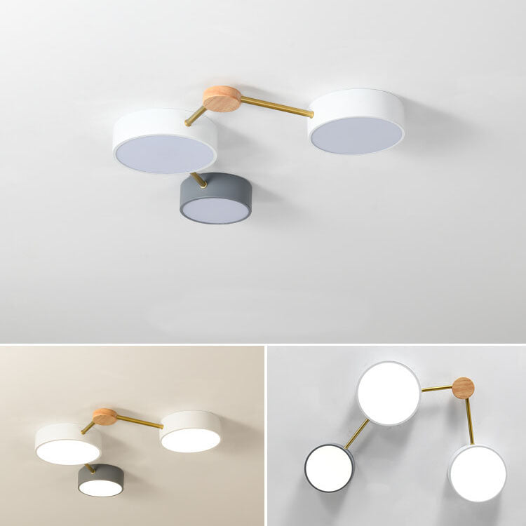 Scandinavian Minimalist Solid Wood Iron LED Flush Mount Lighting BulbSquare