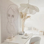 Contemporary Boho Petal Fabric Lampshade 1-light Pendant Light for Living Room BulbSquare